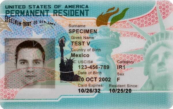 A U.S. lawful permanent resident (green) card